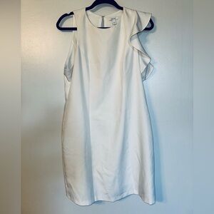 Nine West White Ruffle Sleeve Mini Dress